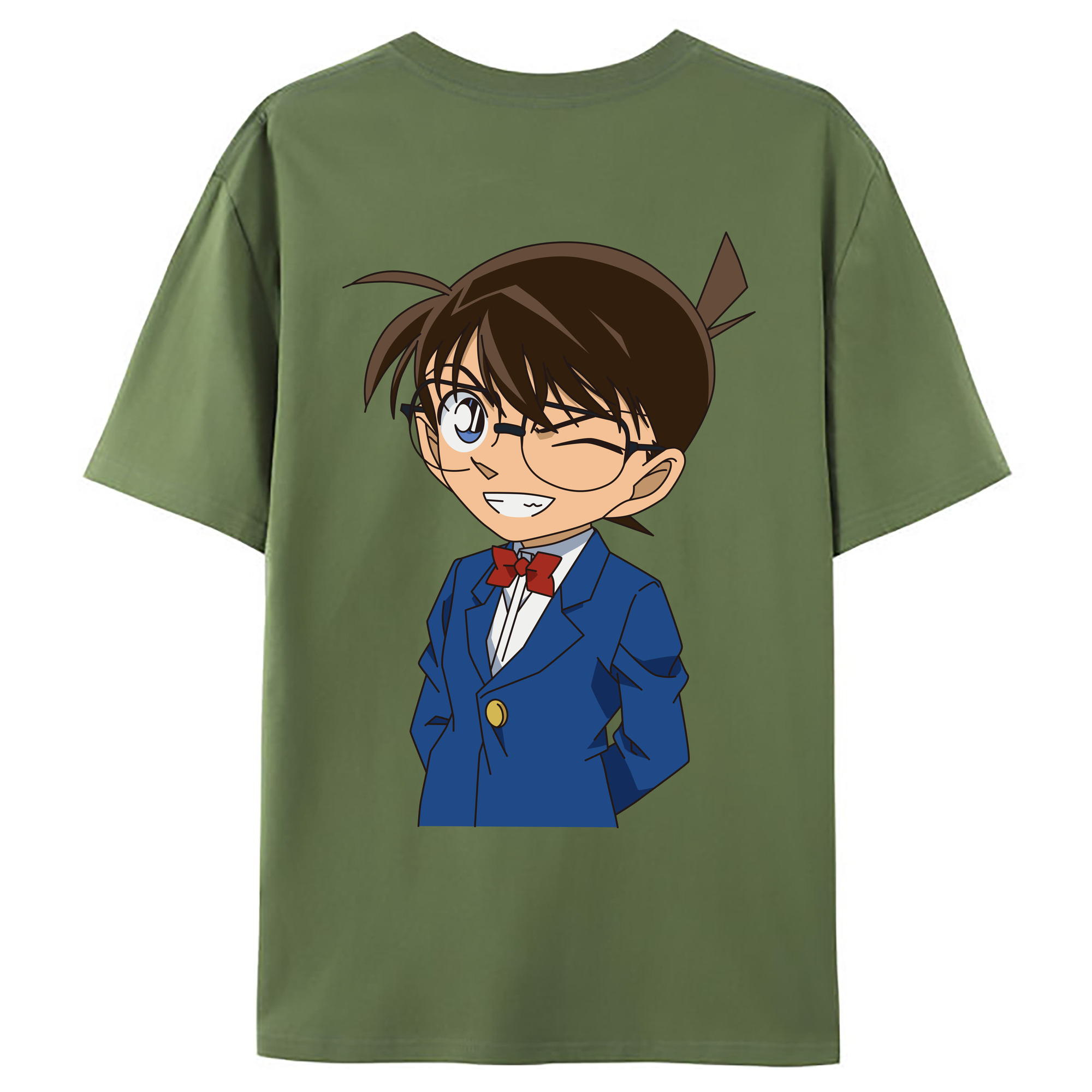 （画像用） 名探偵コナン 江戸川 コナン Detective Conan Conan Edogawa 綿100％ メンズ半袖Tシャツ（バックプリント） 通気性